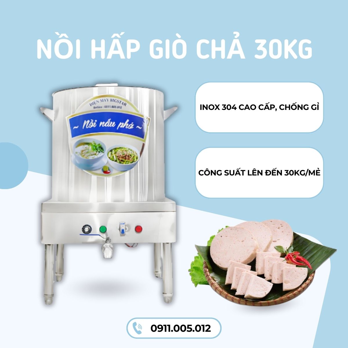 Nồi hấp giò chả 30kg